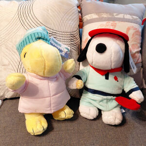 Kids Peanuts Snoopy Woodstock Stuffed Animals One Size White Yellow Plush Set